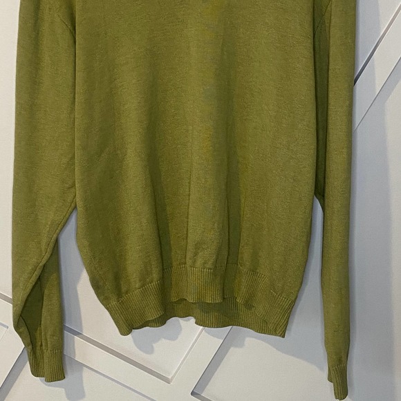 Nordstrom cotton v-neck long sleeve sweater green - Picture 4 of 7